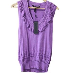 BCBGMAXAZRIA Purple Sleeveless Lavender Knit Top Cotton Silk Blend LG